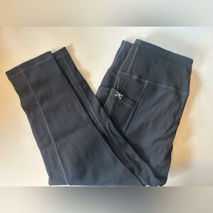 Constantly Varied Gear Black Ribbed Women's Leggings with Side Pocket